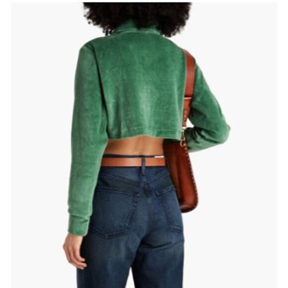 NWT RE/DONE BY HANES Cropped velour polo shirt Small - Picture 2 of 12